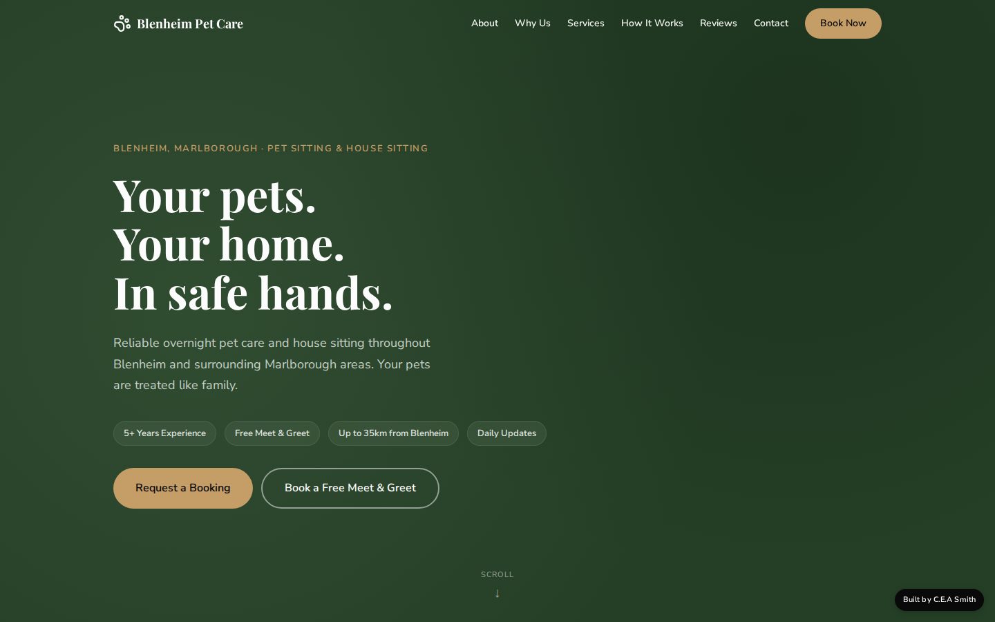 The Blenheim Pet Care website