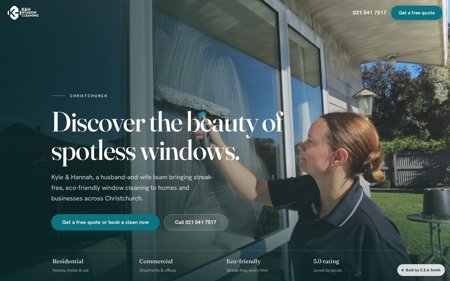 The K&H Window Cleaning website
